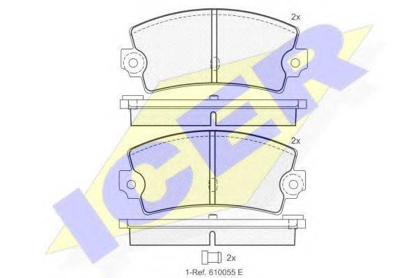 ICER 20338 Комплект гальмівних колодок, дискове гальмо