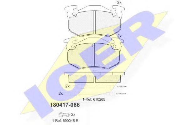 ICER 180417 Комплект гальмівних колодок, дискове гальмо