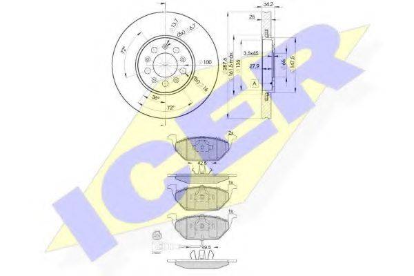 ICER 313495604 Комплект гальм, дисковий гальмівний механізм