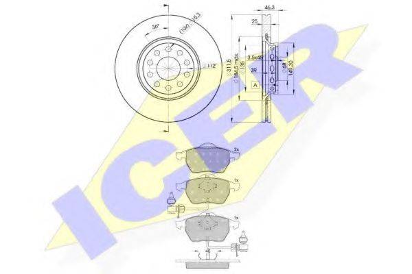 ICER 313624065 Комплект гальм, дисковий гальмівний механізм