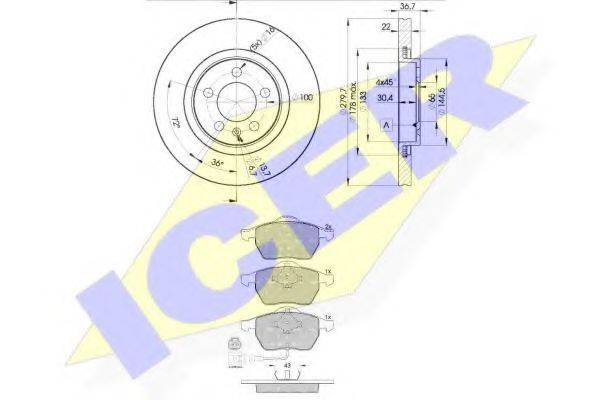 ICER 313965603 Комплект гальм, дисковий гальмівний механізм