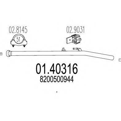 MTS 0140316 Труба вихлопного газу