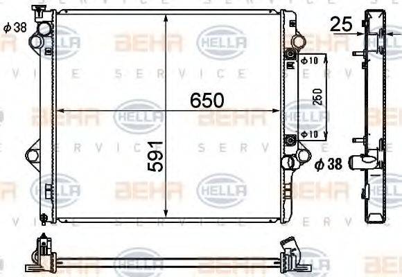 HELLA 8MK376790191 Радіатор, охолодження двигуна