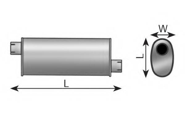 DINEX 24313 Середній/кінцевий глушник ОГ; Середній глушник вихлопних газів, універсальний