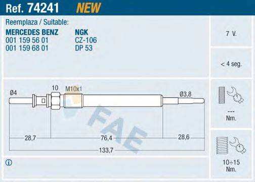 FAE 74241 Свічка розжарювання