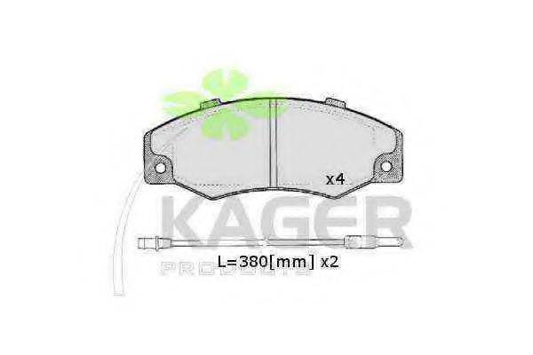 KAGER 21016 Комплект гальмівних колодок, дискове гальмо