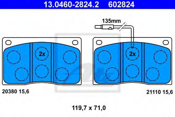 ATE 21110 Комплект гальмівних колодок, дискове гальмо