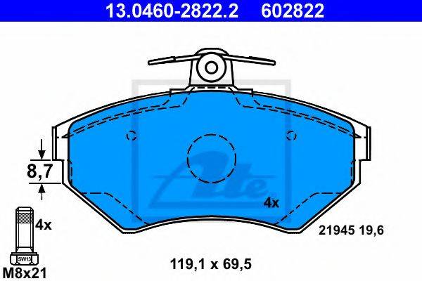VAG 8E0 698 151 A Комплект гальмівних колодок, дискове гальмо