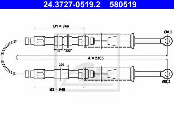 TEXTAR 44017200 Трос, стоянкова гальмівна система