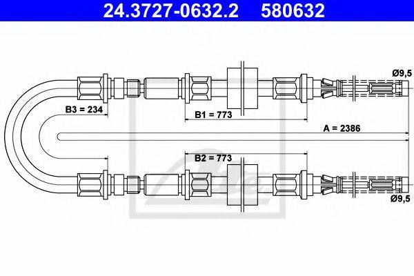 TEXTAR 44023800 Трос, стоянкова гальмівна система