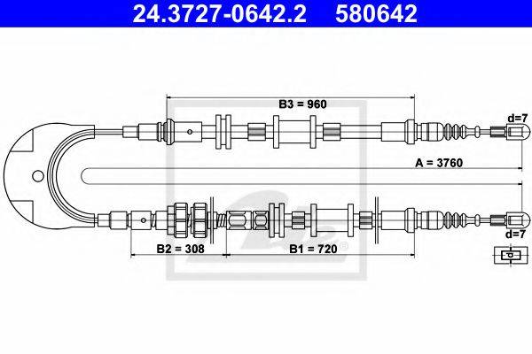 BENDIX 432663B Трос, стоянкова гальмівна система