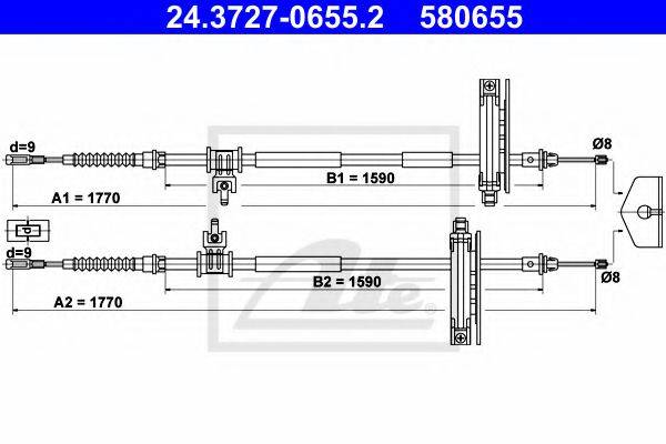 TEXTAR 44025500 Трос, стоянкова гальмівна система