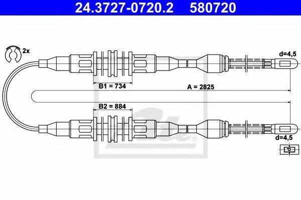 OPEL 522559 Трос, стоянкова гальмівна система