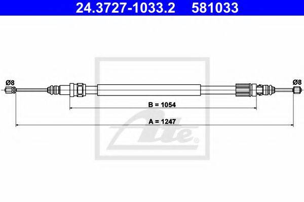 ATE 581033 Трос, стоянкова гальмівна система