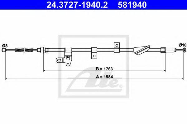 TOYOTA 464200F010 Трос, стоянкова гальмівна система