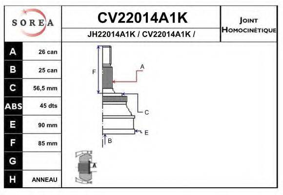 EAI CV22014A1K Шарнірний комплект, приводний вал