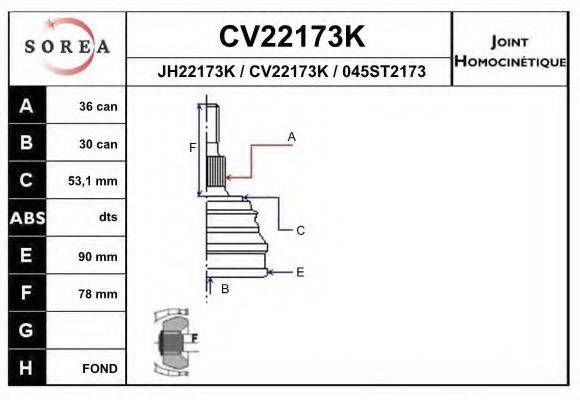 EAI CV22173K Шарнірний комплект, приводний вал