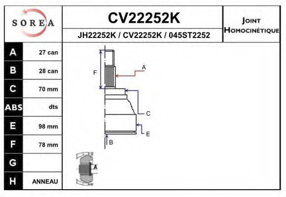 EAI CV22252K Шарнірний комплект, приводний вал