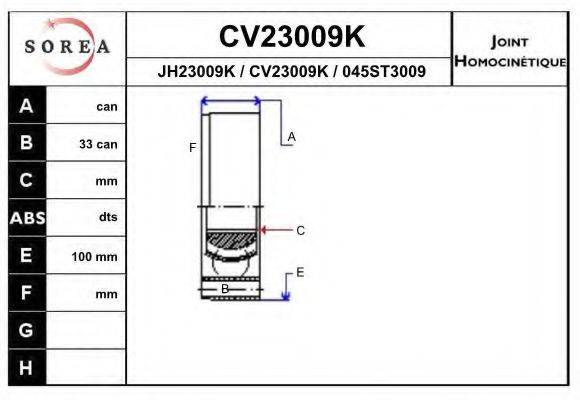 EAI CV23009K Шарнірний комплект, приводний вал