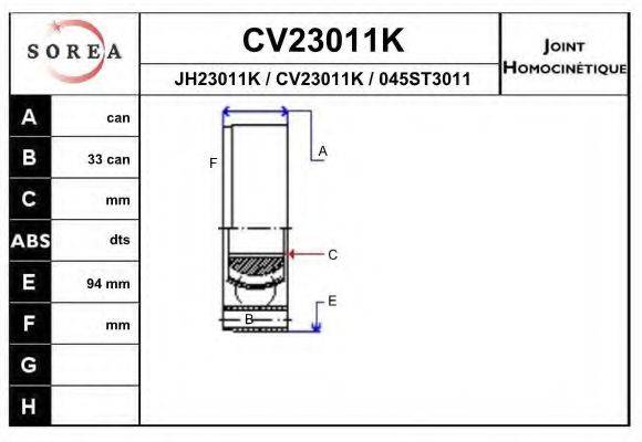 EAI CV23011K Шарнірний комплект, приводний вал