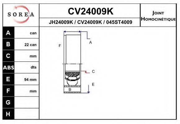 EAI CV24009K Шарнірний комплект, приводний вал