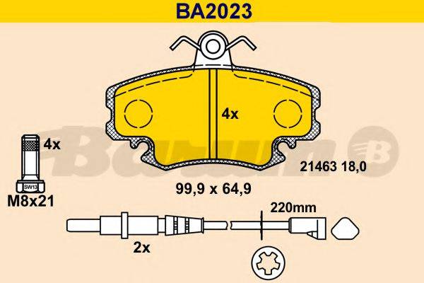 BARUM BA2023 Комплект гальмівних колодок, дискове гальмо