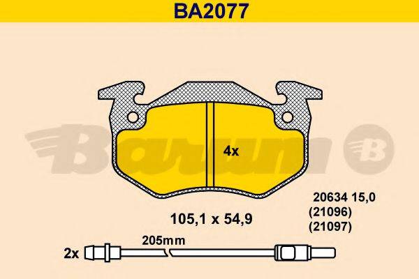 BARUM BA2077 Комплект гальмівних колодок, дискове гальмо