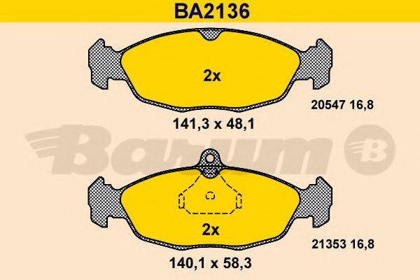 BARUM BA2136 Комплект гальмівних колодок, дискове гальмо