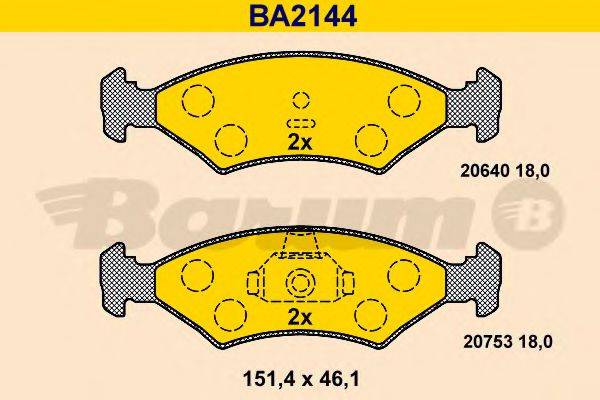 BARUM BA2144 Комплект гальмівних колодок, дискове гальмо