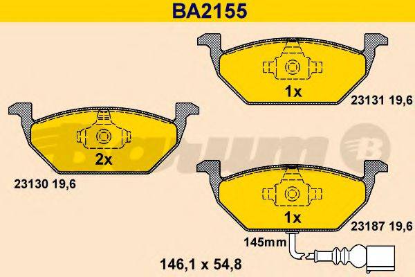 BARUM BA2155 Комплект гальмівних колодок, дискове гальмо