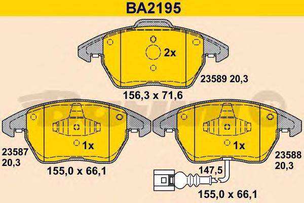 BARUM BA2195 Комплект гальмівних колодок, дискове гальмо