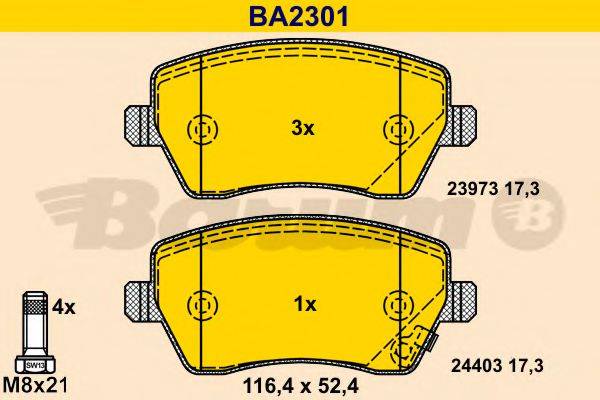 BARUM BA2301 Комплект гальмівних колодок, дискове гальмо