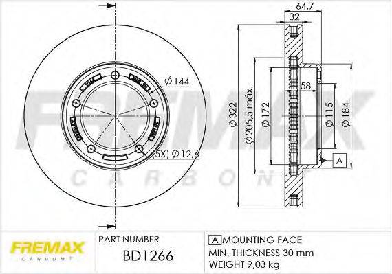 FREMAX BD1266 гальмівний диск