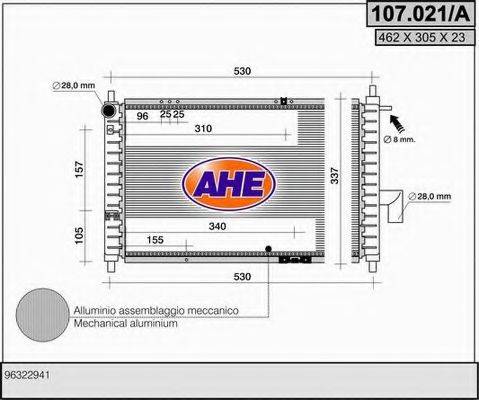 AHE 107021A Радіатор, охолодження двигуна