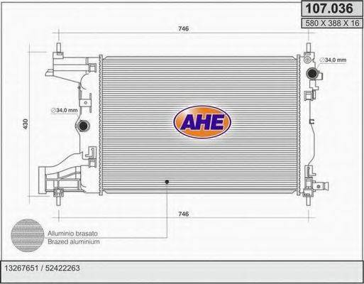 AHE 107036 Радіатор, охолодження двигуна