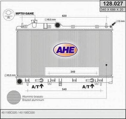 AHE 128027 Радіатор, охолодження двигуна