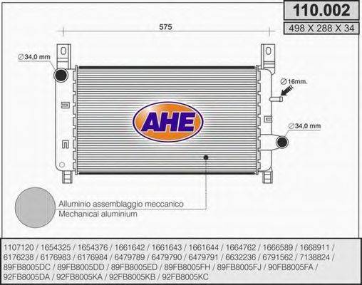 AHE 110002 Радіатор, охолодження двигуна