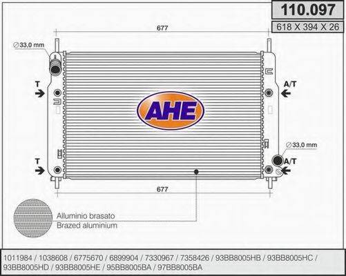 AHE 110097 Радіатор, охолодження двигуна