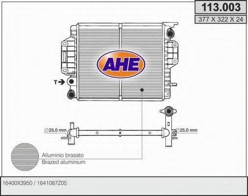 AHE 113003 Радіатор, охолодження двигуна