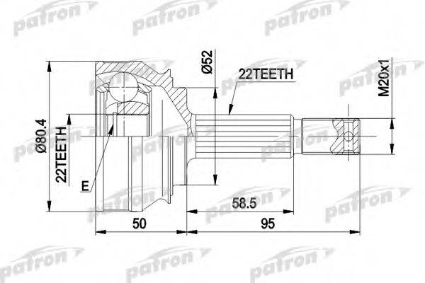 PATRON PCV1007 Шарнірний комплект, приводний вал