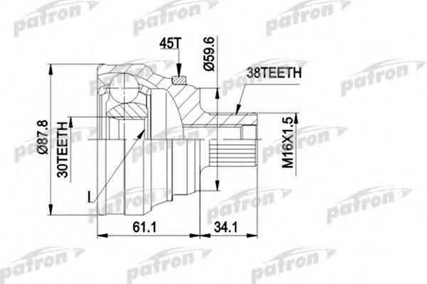 PATRON PCV1140 Шарнірний комплект, приводний вал