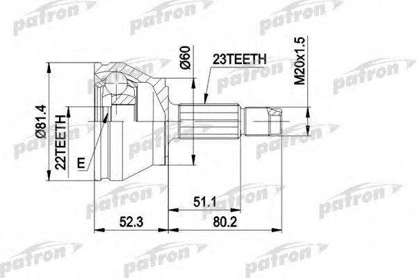 PATRON PCV1156 Шарнірний комплект, приводний вал
