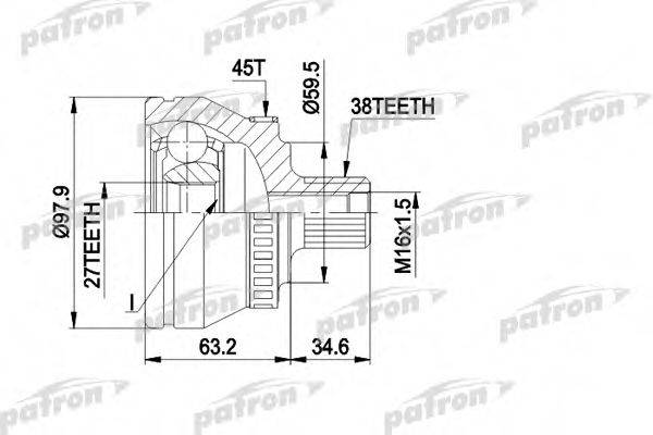 PATRON PCV1267 Шарнірний комплект, приводний вал