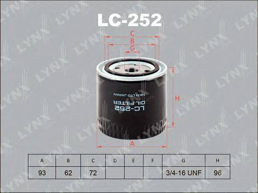 LYNXAUTO LC252 Масляний фільтр