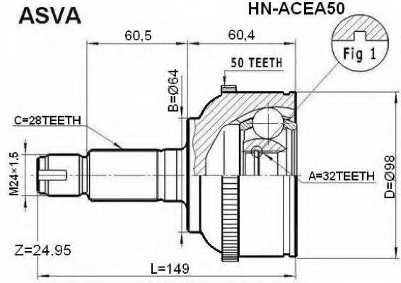 ASVA HNACEA50 Шарнірний комплект, приводний вал