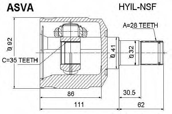 HYUNDAI 49505-2BA10 Пильовик, приводний вал