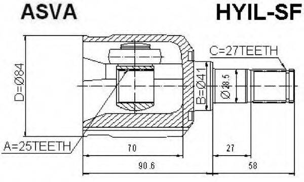 HYUNDAI 49505-26D00 Шарнірний комплект, приводний вал