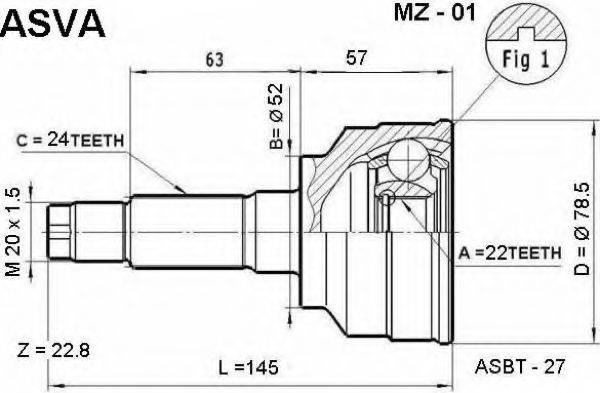 MAZDA F011-22-610A Шарнірний комплект, приводний вал