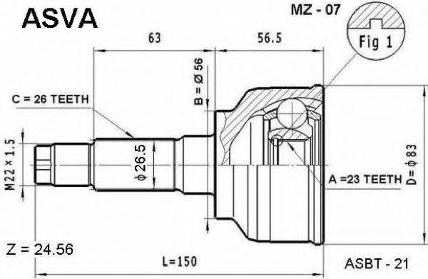 MAZDA G024-22-510 Шарнірний комплект, приводний вал