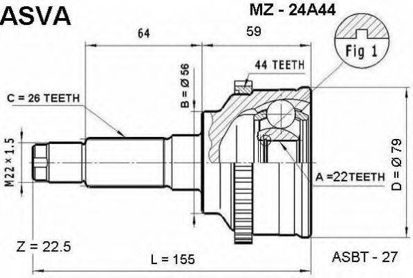 MAZDA F030-25-60X Шарнірний комплект, приводний вал